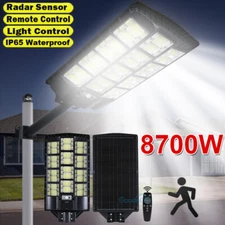 100000000LM 11000W Commercial Solar Street Light LED Dusk to Dawn Road Lamp+Pole