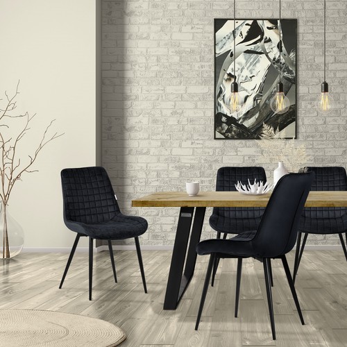 Juego 2x sillas de comedor de terciopelo sillón negro diseño ergonómico moderno - Imagen 7 de 7