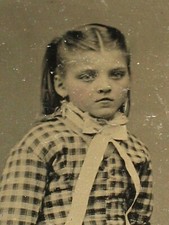 Full Standing Tintype Civil War era Pretty Blue Eyed Young Girl