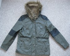 Ladies Green Parka Coat By Bellfield, Size 12 Medium