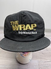 Vintage Retro Winston Cigarettes Hat Black Gold Nylon Promo Advertising Cap Rare