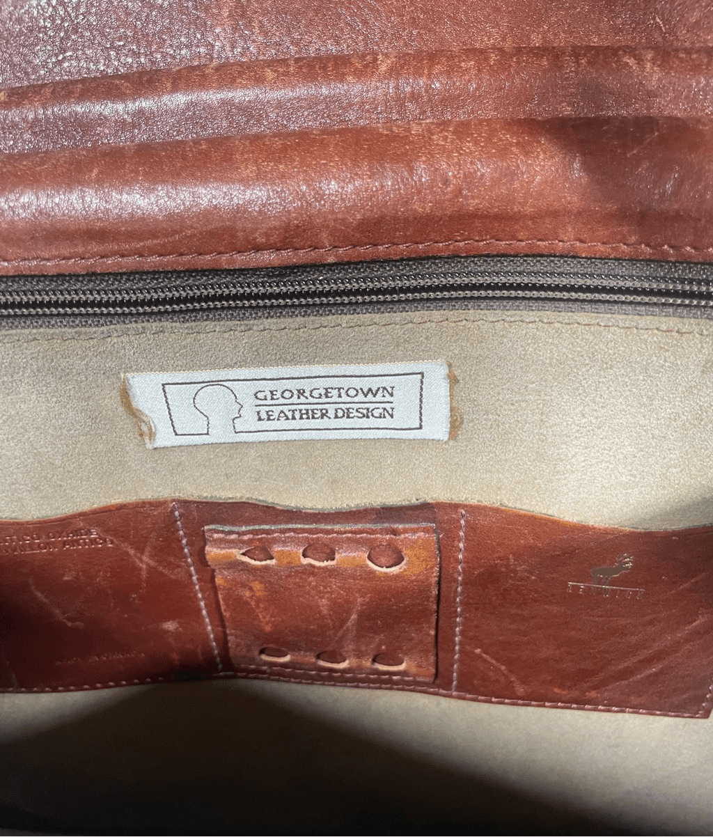 Vintage Renwick Leather Design Satchel Briefcase Key Warm Brown eBay