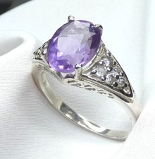 💍Ring 925 Silber Gr. 18,4 (58) mit facettiertem Amethyst und Bergkristall NEU