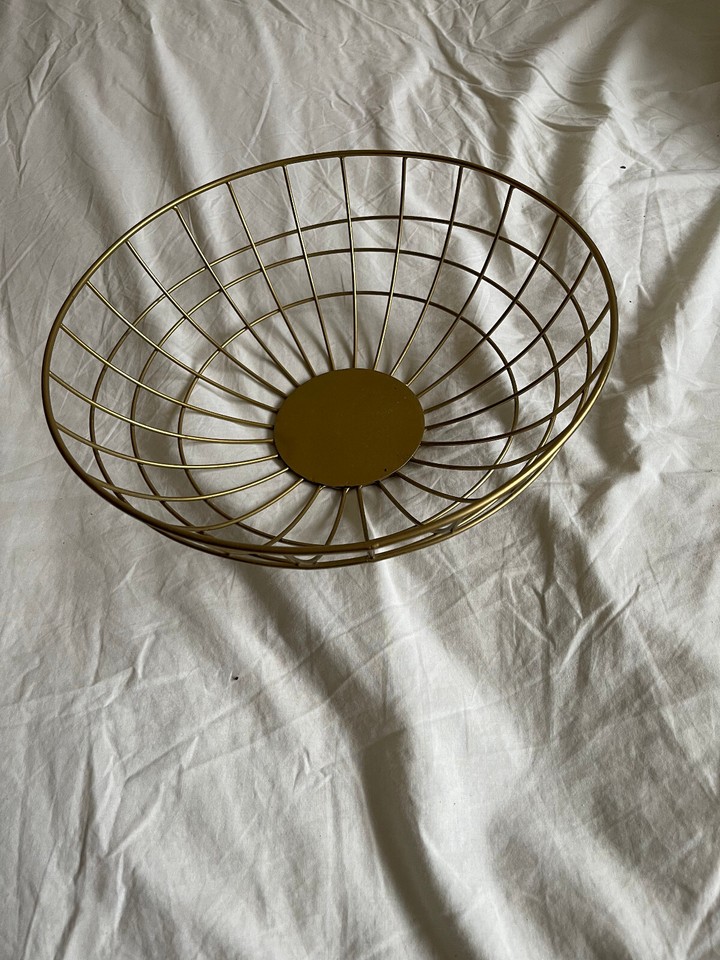 IKEA Gold Metal fruit Bowl Modern Decorative, 12.5 Inches Wide X 4.5