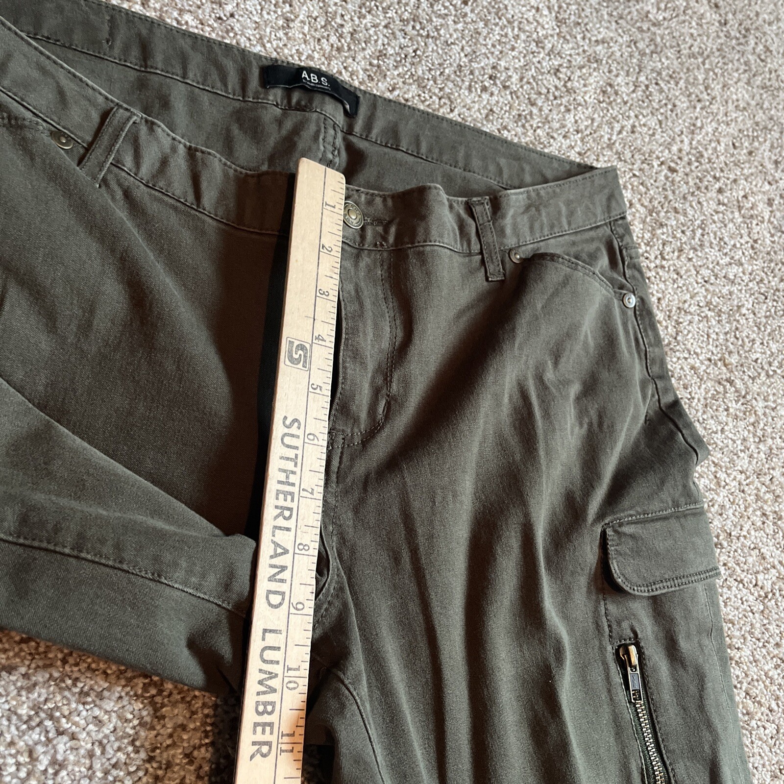 ABS Allen Schwartz Collection Womens Cargo Skinny Denim Jeans Green 32 (35x30.5) - View 9