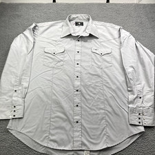 VTG Flying R Ranchwear Mens Long Sleeve Shirt Gray SS Pearl Snap Made in the USA