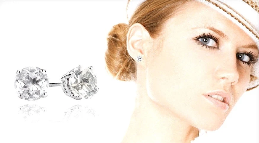 Sterling Silver 2 Carat Genuine White Topaz Stud Earrings MSRP