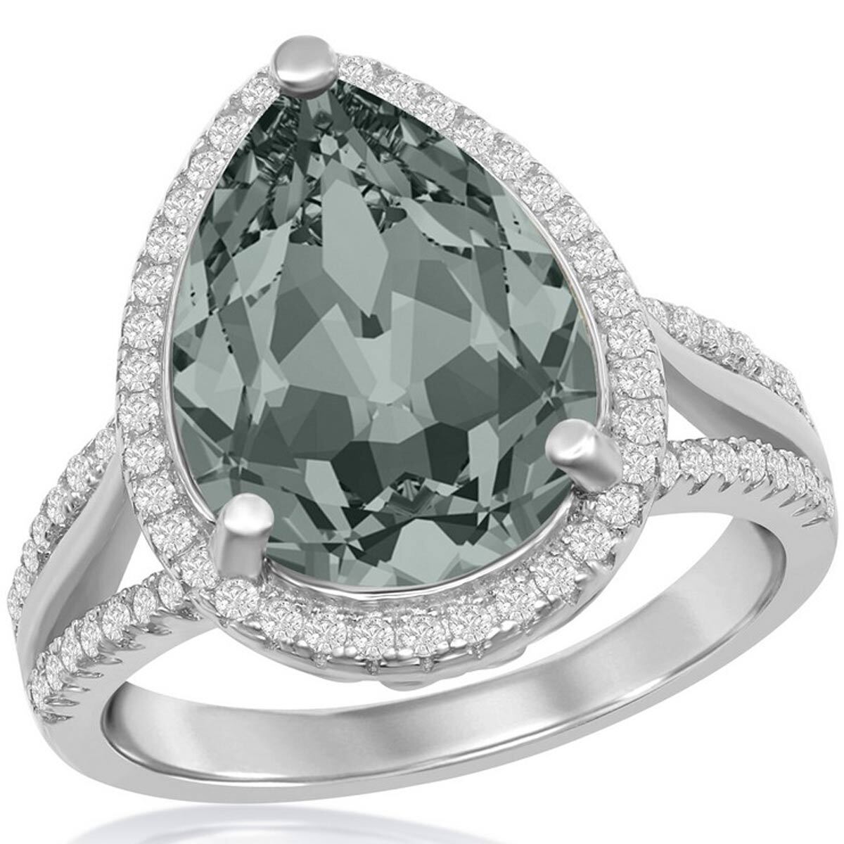 Женское черное кольцо с элементом Swarovski Element