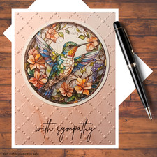 Sympathy Embossed Handmade Card Kit, Stained Glass Hummingbird 4 Cards/Envelopes