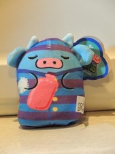 New Cows VS Aliens 023 23 Jammies Cow in Stripe Pjs New Unboxed 4" Plush Toy