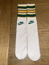Nike Vintage Tube Socks White Green Gold Stripe Logo Athletic Sportswear