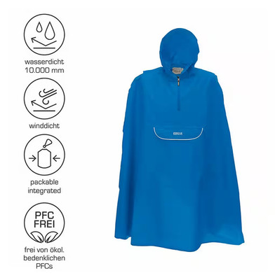 PRO-X Elements Pasino Regenponcho Blau Gr. 116 Kinder Regen Cape Outdoor 10000mm