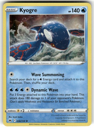 Kyogre 036/159 Holo Rare Crown Zenith Pokemon Near Mint