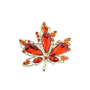 Authentic Yndvac Ginkgo Leaf Gold Plated Enamel Autumn Leaf Brooch With Faux Pear Elega...