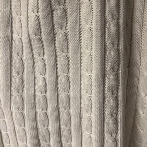 Ralph Lauren Home Cable Knit Cotton Throw Cozy Blanket Ivory Cream 50x70 inch