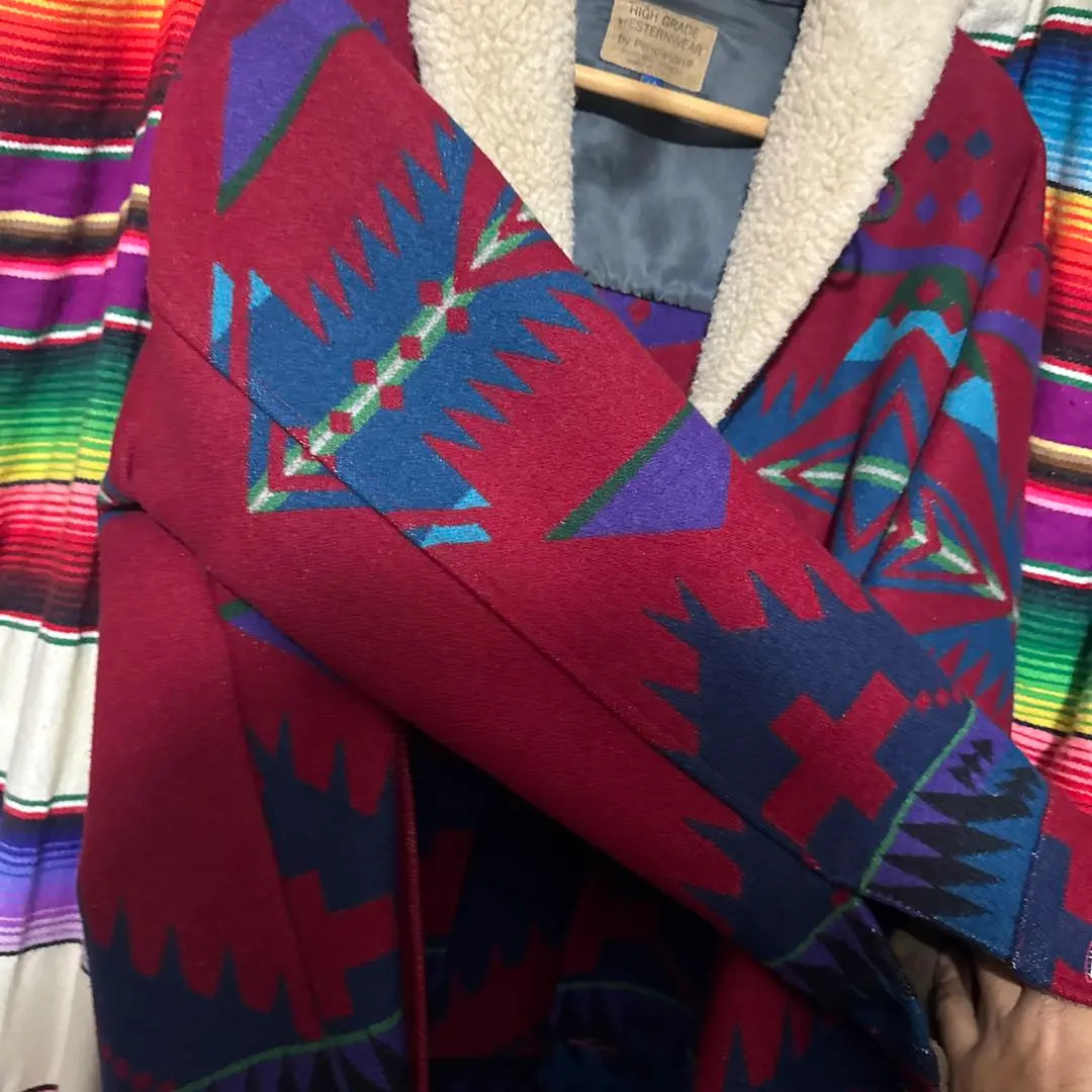 Vintage PENDLETON Native Pattern Wool Blanket Jac… - image 13