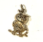 925 STERLING SILVER Charm pendant estate 3.1g Owl bird Yellow gold Finish animal — photo 1