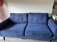 Blue Navy Velvet 3-Seater Sofa