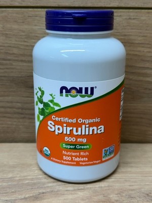 NOW FOODS Spirulina 500 mg Organic 500 Tablets Exp: 05/2028 - Sealed!