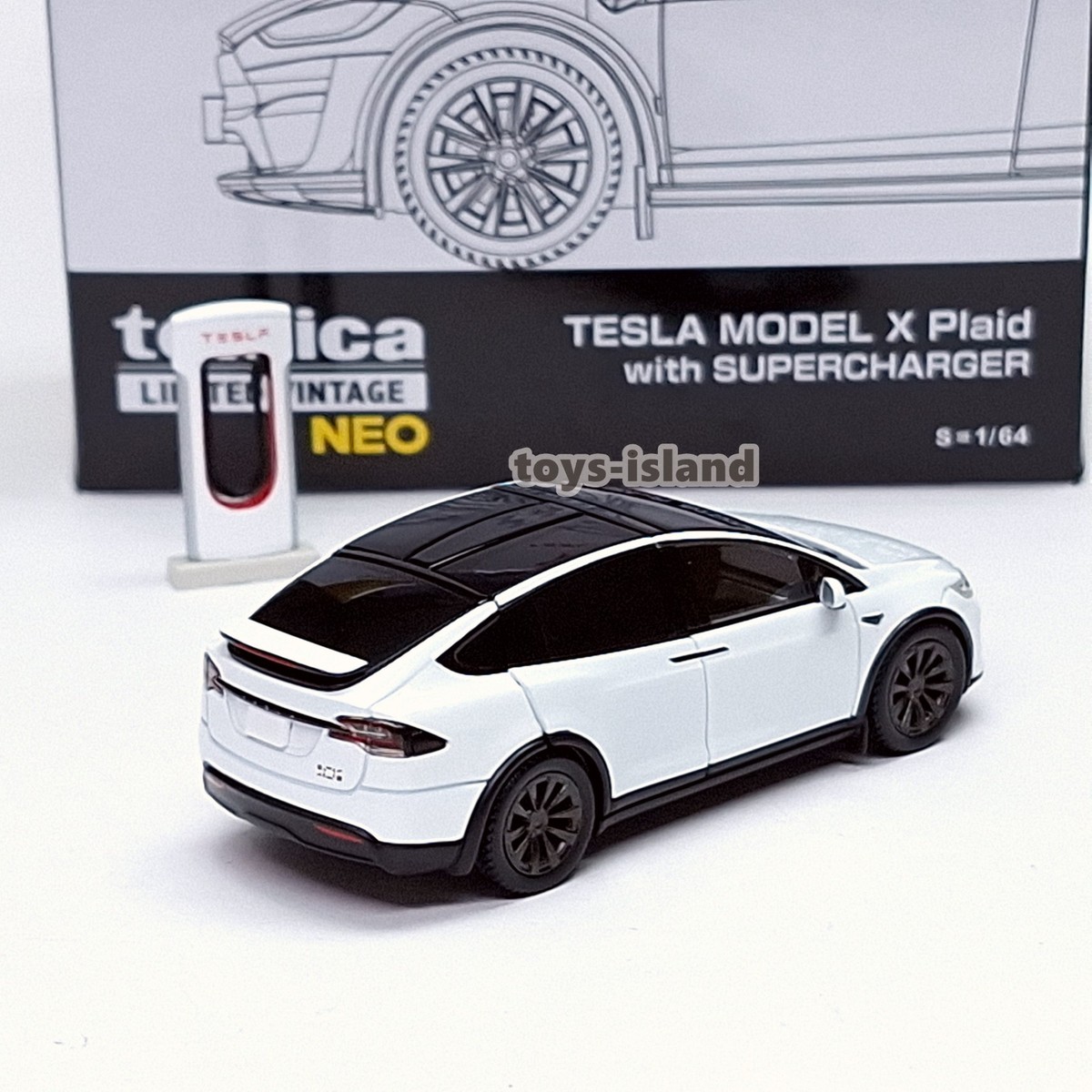 TOMYTEC 1/64 Tesla Model X Plaid ホワイト Tomica Limited Vintage NEO TESLA MODEL X PLAID White HK Exclusive