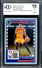 Victor Wembanyama RC 2023-24 Hoops Premium Stock Silver Prizm #282 BGS BCCG 10