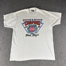 Vintage Screen Star Shirt Men's XL White Detroit Pistons NBA Championship 90s