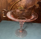 Vintage Pink Depression Glass Etched Footed 6" Compote Bowl Fostoria?