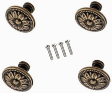 4 Pack Bronze Flower Shape Cabinet Drawer Knobs