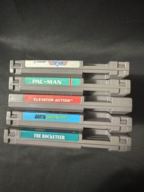 Lot of 5 Original NES Games Simpsons Rocketeer Elevator Action Top Gun PAC-Man