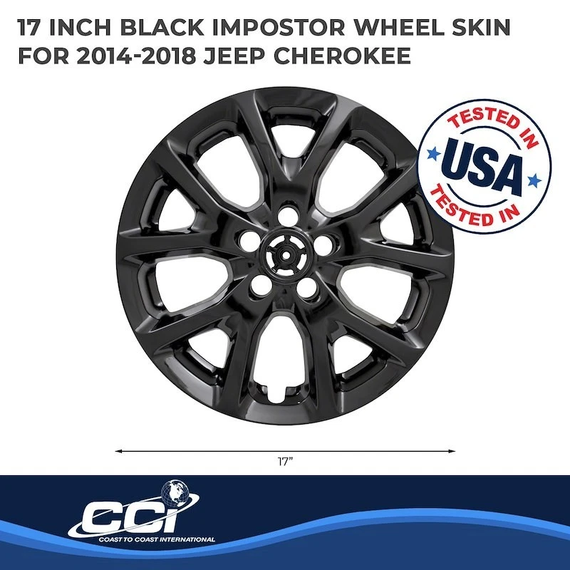 Nuevo Jeep Cherokee 2014-2018 cubiertas de rueda 14-18 Cherokee; 17 pulgadas negro brillante Foto 3 de 3