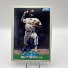 DAVE STEWART Autographed Signed 1989 Score Baseball card #32 Oakland A's COA