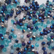 Job Lot Of 150 Pieces Of Multicolour Biconic Glass Beads 4x4mm approx