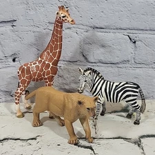 Safari Ltd Schleich Animal Figures African Wildlife Lot Of 3 Giraffe Zebra Lion