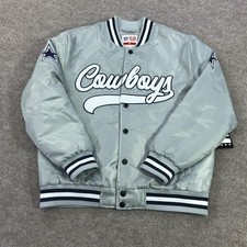 Dallas Cowboys Jacket Mens Medium Silver NFL Football Ultra Game Bomber NWT