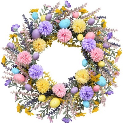 zjlmit Artificial Easter Wreath 20 Inch Green Pink, Purple, Yellow, Blue 
