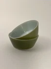 Vintage Federal Glass Cereal Bowls, Avocado Green, Set of 2, 5”