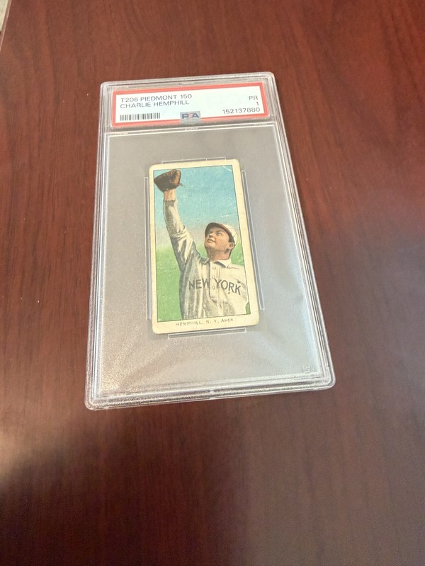 1909 T206 Piedmont 150 Charlie Hemphill Rookie Card. PSA 1