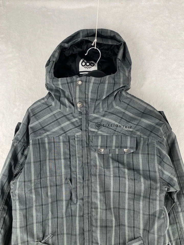686 Jacket Mens Medium Gray Ski Winter Mannual Anthem InfiDRY Y2K Plaid - Image 3 of 4
