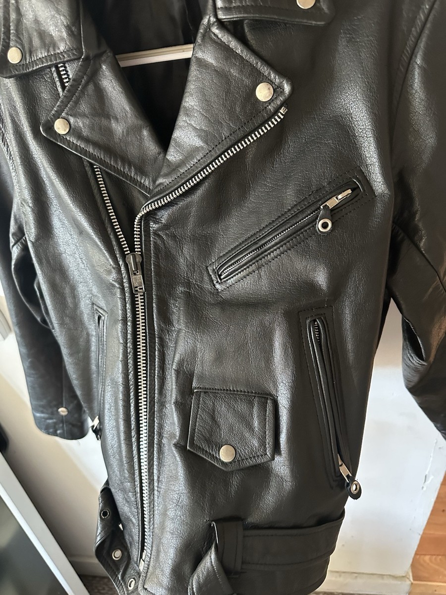 ジャケット・アウター 80s 90s Euro vintage black cashgora coat Vintage 80s 90s Genuine Black Leather Biker Motorcycle Punk