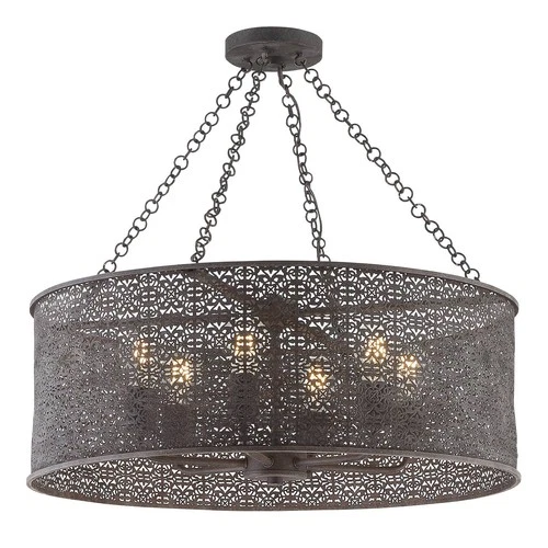 Crystorama Jasmine 25" Wide Bronze 6-Light Drum Chandelier - Picture 3 of 7