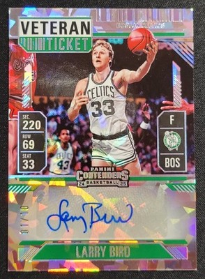 LARRY BIRD 2024-25 SILHOUETTE VETERAN TICKET CRACKED ICE AUTO 1/10 CELTICS SSP