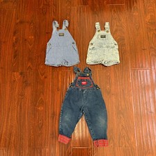 Vtg OshKosh B'gosh Shortalls Overalls Lot Baby Toddler Kids Stripe Denim USA