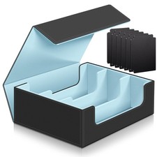 1800 Card Deck Case for Trading Cards, Leather Magnetic Closure Commander Ca...