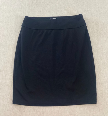 Basic House Mini Skirt Womens L Black Stretch Elastic Waistband Pull On Casual