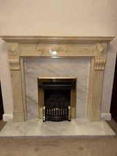 Valor 6174 Gas Fire w/ Marble Surround & Hearth – Brass Trim Fireplace