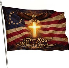 USA 250th Anniversary Flag 3x5 Ft 1776-2026 Outdoor Patriotic Banner Cross Poly
