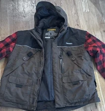 Frabill Ice Fishing Jacket With Red And Black Buffalo Check Sleeve Men’s Size XL