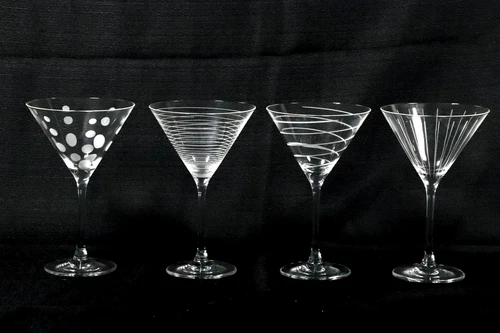 Beautiful & Fun Mikasa Cheers Crystal Martini Glasses ~ Set of 4