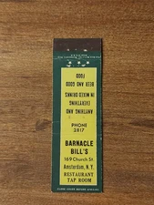 Vtg. Barnacle Bill's, Amsterdam, N.Y. Midget Matchcover (W14)