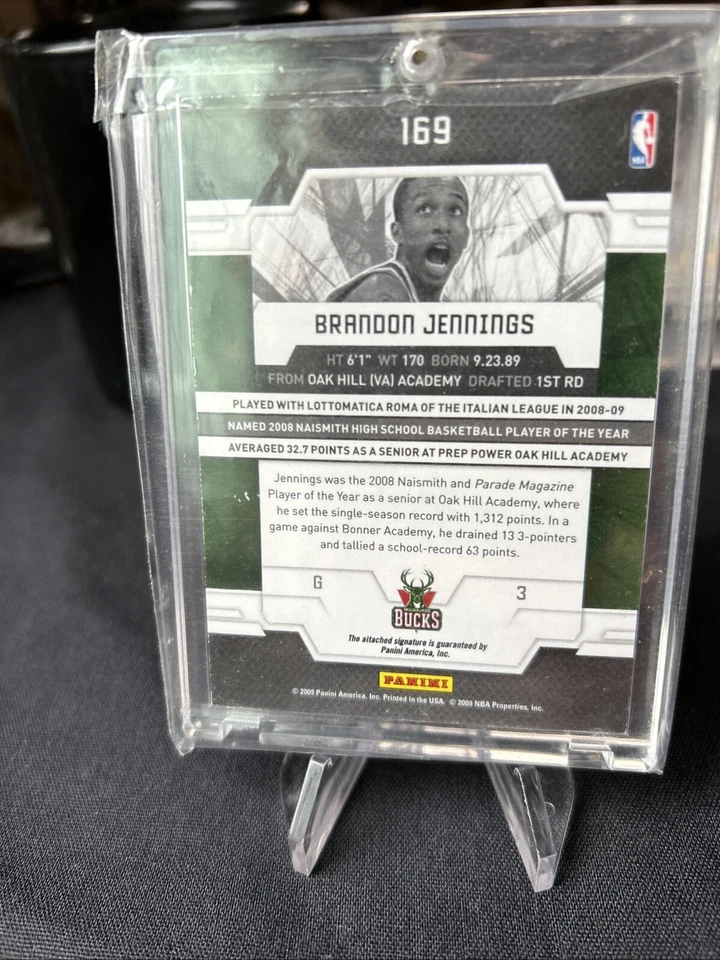 2009-10 Donruss Elite /499 Brandon Jennings #169 novato automático - Imagem 3 de 3